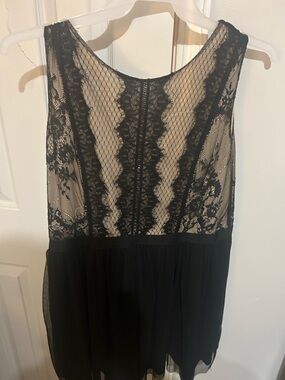 Xhilaration Black Lace Overlay Dress with Nude Lining